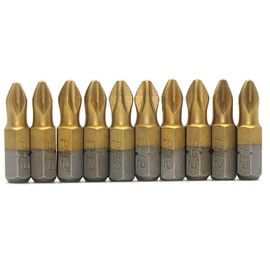 S2 Titanium Coated Screwdriver Bits Set, 1/4 Inch Hex Shank Magnetic PH2 Phillips Screwdriver Bits Anti-skid 25 mm 50 mm