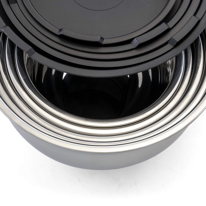 Megachef Stackable Mixing Bowl Set with Lids, 5 Piece Assorted