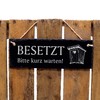 Engraved Slate Sign with German Text "Besetzt, Bitte kurz warten