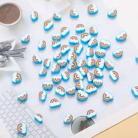 100pcs Blue Rainbow Polymer Clay Spacer Beads for Women Jewelry Making DIY Bracelet Necklace Hair Clip Accessories (Rainbow)