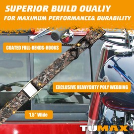 TUMAX Tie Down Strap Cambuckle Strap 2500lbs Break Strength, 1.5 in x 8ft Cargo Straps with Safety S-Hooks, Heavy Duty Cam Buckle Strap for Moving Lawn Equipment, Cargo Appliances, 2PK Camouflage