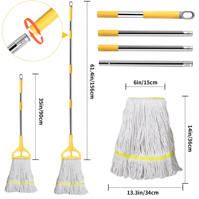 Commercial Mop with Extra Head Replacement, 63Inch Handle Heavy Duty