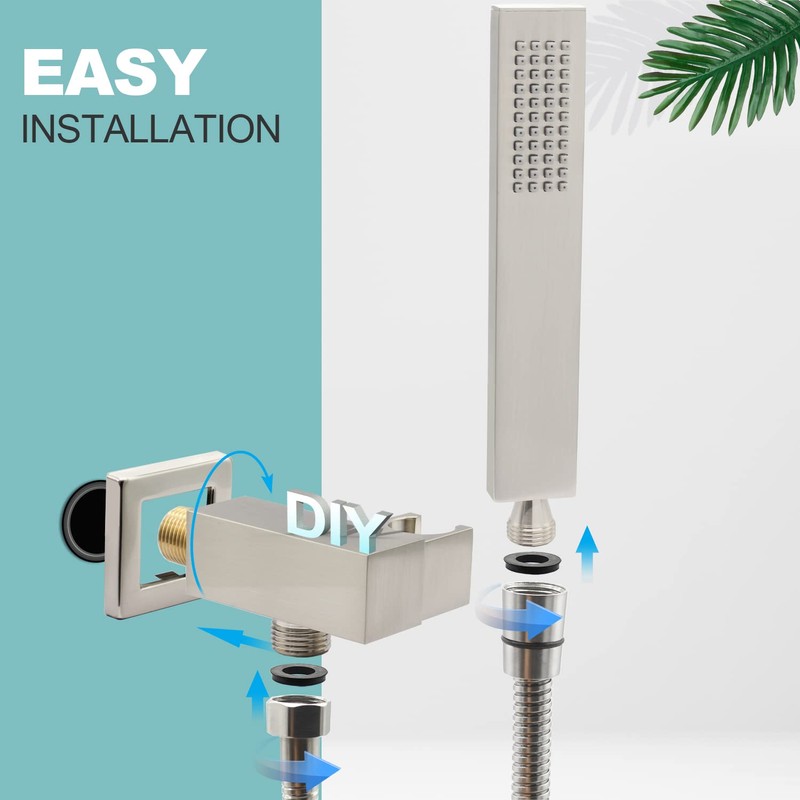 Enga Solid Brass High Pressure Hand Held Shower Wand Square