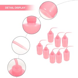 OSALADI Botella Exprimible para Limpieza de Pestañas Boca Curva 250 Ml, Pack de 8 Unidades Rosa, Botella Vacía Medidor Ml para Cuidado y Lavado de Pestañas, Herramienta Útil para Belleza