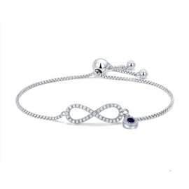 PAHALA 925 Sterling Silver Luminous Infinity Crystals Chain Link Bracelet