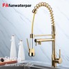 Kitchen faucet with pull-down spray, single handle double outlet commercial