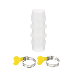 PATIKIL Drain Hose Connector Straight Washing Machine Plastic Drain Hose Extension Adapter with 2Pcs Clamps for 0.6-0.7 Inch Air Conditioner Dishwasher Water Pipe