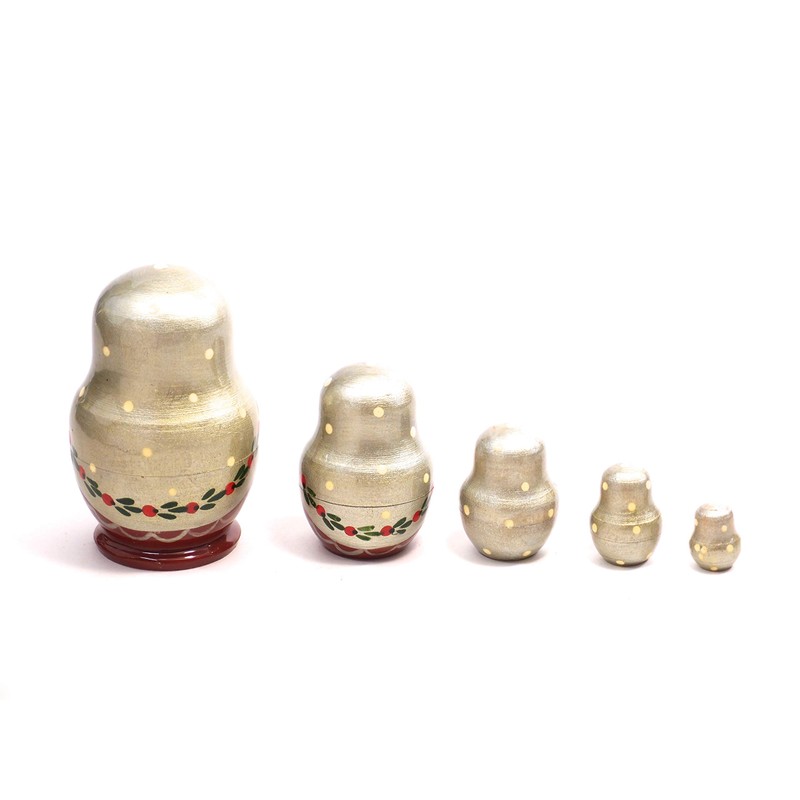 Semenov Matryoshka 5 Piece Headband "Berry" (Made in Russia) (SILVER)