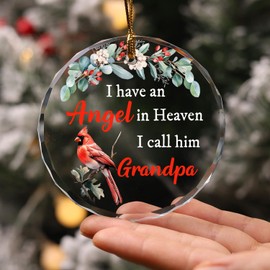 Ornaments for Loss of Loved One, Sympathy Keepsake Gifts for Passed Loved Ones, Bereavement Gifts, Memorial Christmas Ornament, Crystal Ornament, Remembrance Condolence Gifts (Angel-Grandpa)