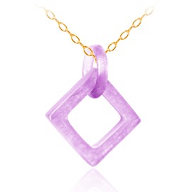 Lusomch Jade Necklace, Square Pendant Necklace, Small Gifts, Jewelry for Women, Non Tarnish Gold Necklace, Purple