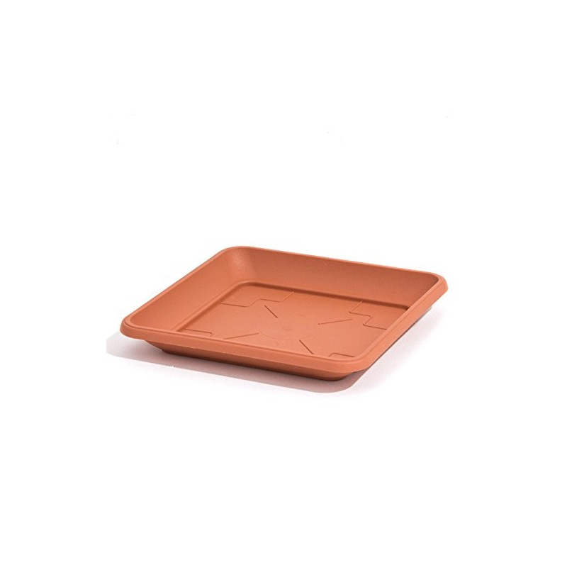 Terra-cotta colour plastic saucer TERRA SQUARE 34 cm stand for