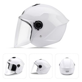 LIONCIANO Motorcycle Helmet with Safety Goggles, Jet Helmet, Scooter Helmet, Moped Helmet, Chopper Vintage, Has Passed the Road Safety Test to Effectively Protect Head Safety (White)