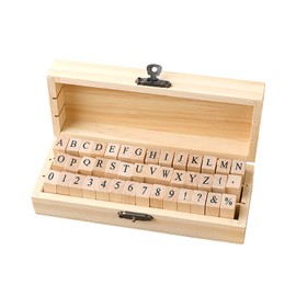 42Pcs Wooden Rubber Stamps Number Letter Alphabet Stamps Mini Cute DIY Stamps Set for Craft Decorating Scrapbooking and Wedding Invitation Cards (42pcs)