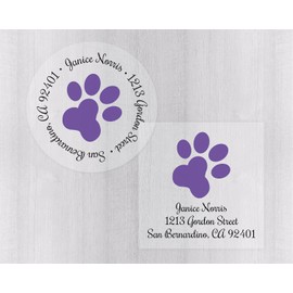 Paw Print Transparent Return Address Labels, Dog Lover Address Stickers (#086-C)