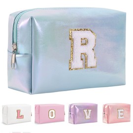 Bhyzdi Birthday Gifts for Women Wife, Travel Makeup Bag Chenille Letter Pouch Cosmetic Bag, Makeup Travel Organizer, Monogrammed Bridesmaid Gifts for Women, Cute Stuff for Teen Girls