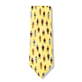 Alynn Men's 100% Silk Horse Racing Bringing Up The Rear Derby Necktie Tie (Yellow)