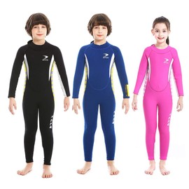 Traje de neopreno completo de 2,5 mm para niños, traje de baño de una pieza para niños y niñas, traje de buceo con cierre trasera para natación, buceo, esnórquel y otros deportes acuáticos