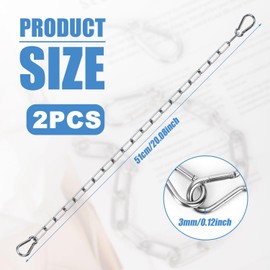 NQEUEPN 2 Pzs Cerradura de Cadena para Puerta, 51cm Cerradura de Cadena con Eslabones para Puerta con Mosquetones Cadena de Acero para Cercas al Aire Libre Corrales de Caballos Cabras (Plata)