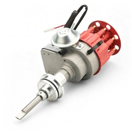 MAS Ignition Distributor w/Cap & Rotor 1131811 Compatible with Chrysler Dodge Plymouth V8 273 318 340 360 R2R Two Wire Installation Red Cap