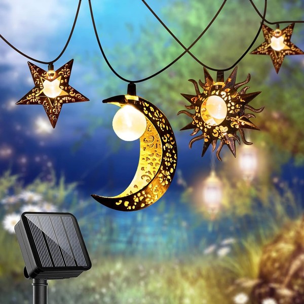 Solar String Lights Outdoor Star Moon Sun 13Ft 153In Led