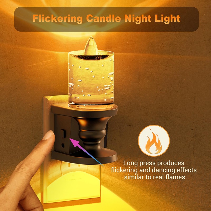 JandCase Night Light, Candle Amber Night Lights Plug into Wall,