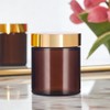 (12 Pack) 9 oz Amber Glass Jar with Gold Overshell