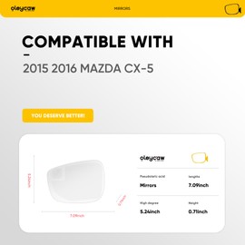 Compatible with 2015 2016 Mazda CX5 Driver Side Mirror, Blind Spot Indicator, Heated, Left Side Mirrors Replacement Glass for Mazda CX-5