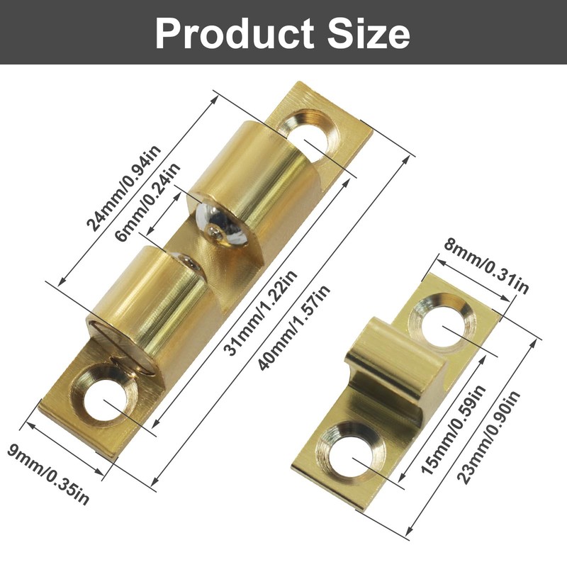 AKVIBG 4 Pack Ball Tension Roller Catch Latch, Brass Solid
