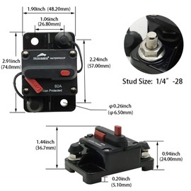 Young Marine Circuit Breaker for Boat Trolling with Manual Reset,Water Proof,12V- 48V DC (Surface Mount-120A)