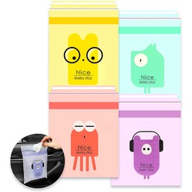 VIYNRAN Car Garbage Bags, 60 PCS Mix Color Easy Stick-On Disposable Auto Trash Bags Paste Type with No Trace Strong Sticky Strip Portable Hanging Rubbish Bag,Storage Bag for Home,Kitchen, Office