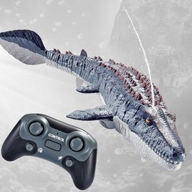 Juguete de mosaaurus de natación con control remoto, diseño impermeable de 2.4 GHz, juguete de agua de dinosaurio de 24 pulgadas con función de pulver