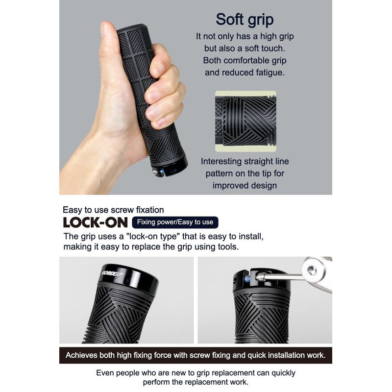 GORIX Bike Handle Bar Grips Handlebar Non-Sticky Straight Round Cylindrical