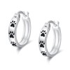 Paw Print Earrings 925 Sterling Silver Cat Dog Paw Hoop
