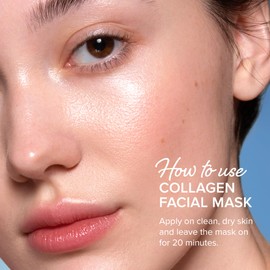 MAREE Collagen Facial Mask with Hyaluronic Acid — Sheet Face Mask Skincare — Centella Asiatica, Green & Red Algae Extract — Hydrating Facemask For Women Skin Care — Mascarillas Para La Cara — 6 Count