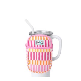 Swig Life Mega Mug Pouch, Water Bottle Bag with Adjustable Strap, Water Bottle Fanny Pack with Zippered Phone Pocket, Holds Travel Essentials, Bottles, Tumbler Accessories (Sherbet Stripe)