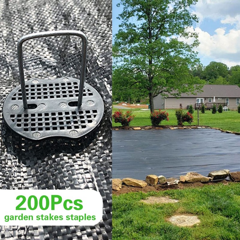 Bakulyor 200Pcs Landscape Staples + 200Pcs Gasket, 6 Inch Garden