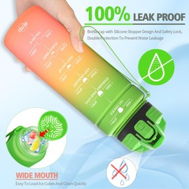 Niggeey Sports Water Bottle 500 ml, 700 ml, 1 L, 1.5 L Water Bottle Children Leak-Proof, BPA-Free Tritan Motivational Water Bottle with Time Marking, Sports Bottle for Children, School, Fitness, Gym