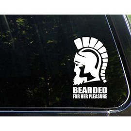 Bearded for Her Pleasure Die Cut Decal Sticker (4" x 6-1/2") for Windows, Cars, Trucks, Laptops, Etc.