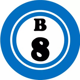 Kiwi Gifts B 8 B8 Bingo Ball - 3 Inch Circle Sticker 3" x 3" - Hobby Number Board Lucky