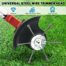 Universal Steel Wire Trimmer Head, Weed Eater Head, 3/6 Head Grass Trimmer Cutter Head, Solid Steel Wire Brush Strimmer Head for Lawn Rotating Replacement Tool, for Cordless Trimmer (6 Head + 3 Head)