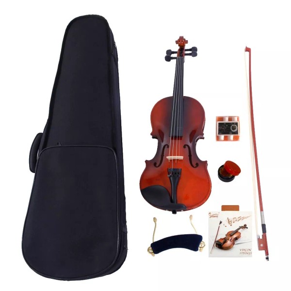 Unbranded 1/8 Acoustic Violin Solid Wood w/Case+Bow+Ros