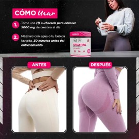Creatina Monohidratada Mujer 5000mg | Colágeno Bovino | BCAA | Recuperación | Sin Sabor
