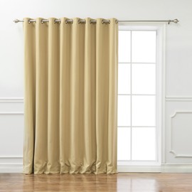 Best Home Fashion Wide Width Thermal Insulated Blackout Curtain - Antique Bronze Grommet Top - Wheat - 100" W x 84" L - (1 Panel)