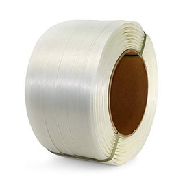 IDL Packaging 1 1/4” x 820’ Composite Cord Strapping Roll of 8” x 8” Core Size, 3300 lbs Break Strength, White – Poly Cord Strapping with Re-Tightening Option – Rust-Free and Weatherproof Strapping