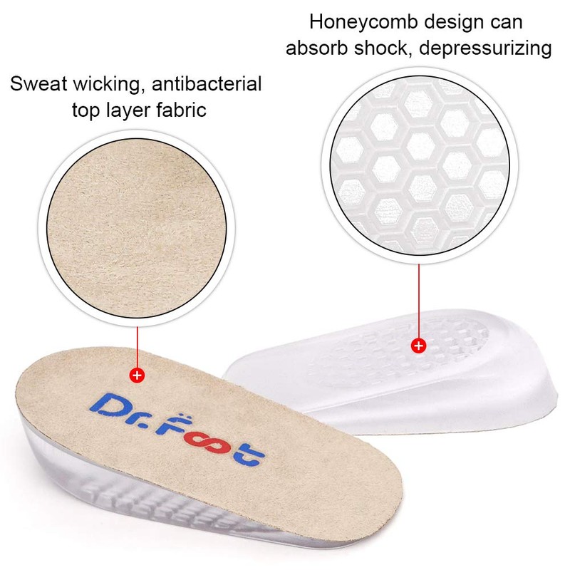 Dr.Foot Height Increase Insoles, Heel Cushion Inserts, Heel Lift Inserts