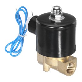 sourcing map Brass Electric Solenoid Valve, 3/8" NPT 12V DC Air Valve Normally Closed for Water Gas Fuel Diesel Oil