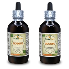 Guggul (Commiphora Mukul) Tincture, Organic Unprocessed Gum Resin Liquid Extract (Brand name: HerbalTerra, Proudly made in USA) 2x4 fl.oz (2x120 ml)