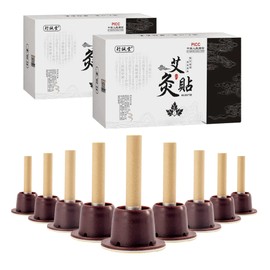 WUKESI-120 varillas de moxibustión y 120 piezas de base autoadhesiva, rollos de moxa pura para moxibustión suave para acupuntura corporal tradicional china AiJiu (120)