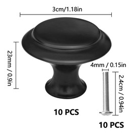 SHSMPXOY Pack of 10 Cabinet Knobs, Black Drawer Knobs, Kitchen Knobs for Cupboards, Single Hole Cabinet Hardware Knobs for Cabinets and Drawers, Closet Door Knobs, Furniture Knobs, Vintage Kitchen