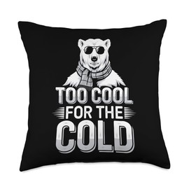 Winter Animal Humor Polar Bear Arctic Cold Weather Comedy Throw Pillow